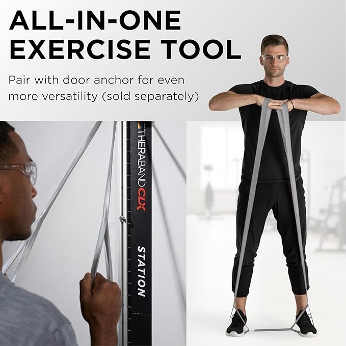 THERABAND CLX Resistance Band with Loops, Fitness Band for Home Exercise and Full Body Workouts, Portable Gym Equipment