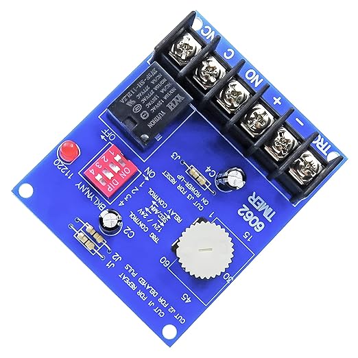 6062 Multi-Function Timer (Compatible with altronix 6062 Multi Function Timer), 12/24VDC Selectable, 1 Sec to 60 Min Adjustable Timing for Access Control and Timed Operations