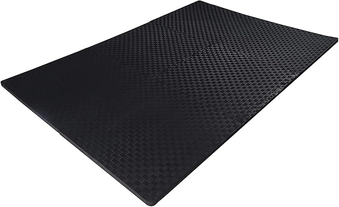 BalanceFrom Puzzle Exercise Mat 1' Thick, EVA Interlocking Foam Floor Tiles for Home Gym, Mat for Home Workout Equipment, Floor Padding for Kids, Black, 24 in x 24 in x 1 in, 24 Sq Ft - 6 Tiles