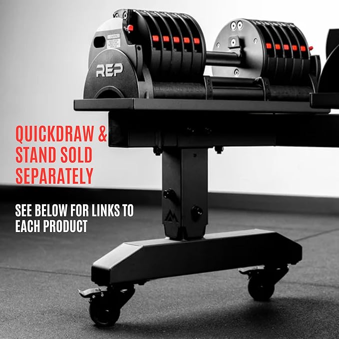 REP Fitness Dumbbell Storage Rack, Compatible with Quickdraw, Adjustable Weight Stand for Dumbbells, Plates, and Barbells, Compact Home Gym Organizer Racking