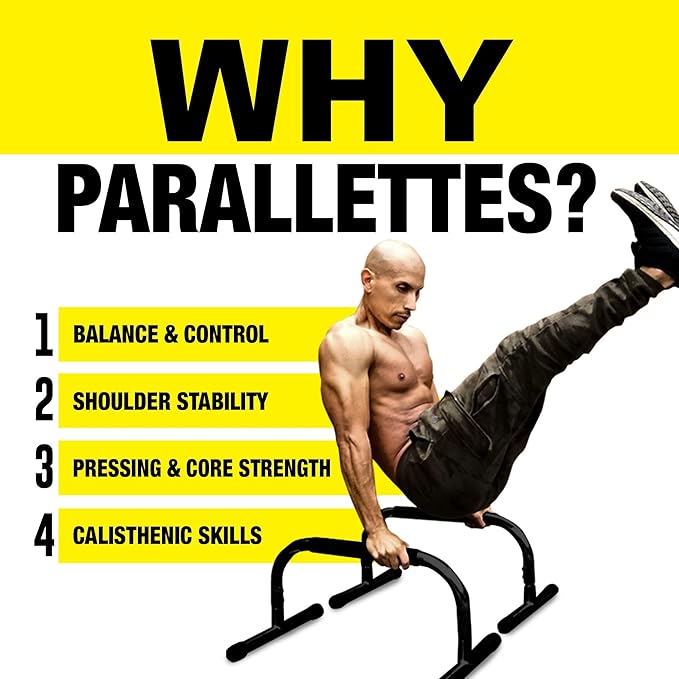 Lebert Fitness Parallette Push Up Bars Dip Station Stand - Perfect for Home and Garage Gym Exercise Equipment - Gymnastics, Calisthenics, Strength Training Parallel Bars for Men and Women