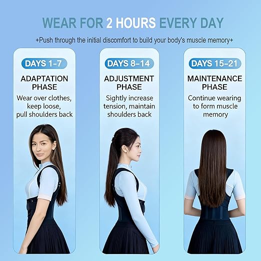 Posture Corrector for Women,Back Brace Adjustable Upper Posture Support, with 3 Thicker Support Ribs, One-Piece Back Design, Spine Alignment & Lower Back Pain Relief (Black, Large)