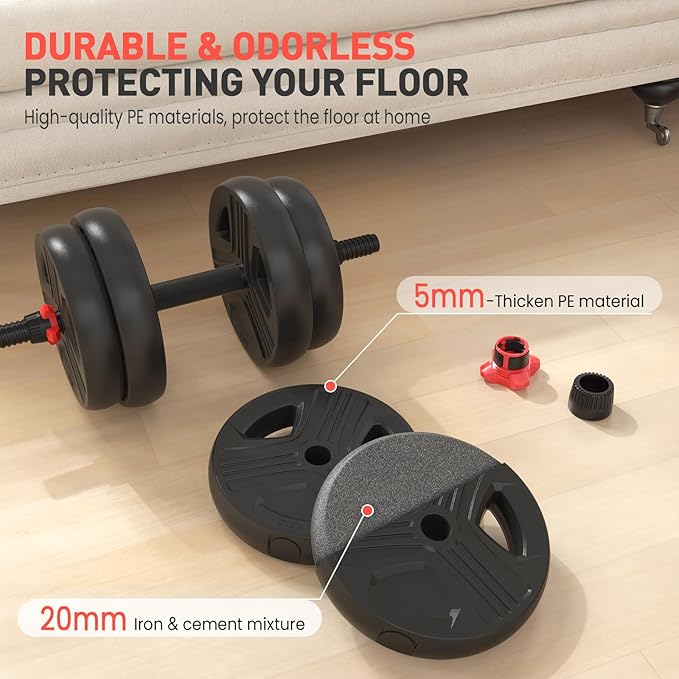 Adjustable Dumbbell Set, 20/30/40/60/80 lb Free Weight Set with Connector, 3-in-1 Design for Dumbbell, Barbell, and Weight Plate Training, Home Gym Fitness Equipment for Men and Women