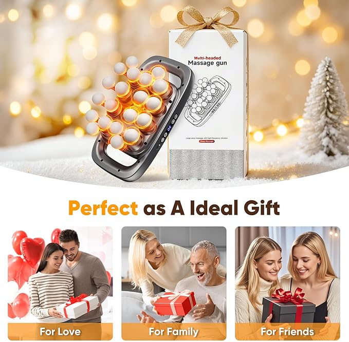 20-Head Massage Gun, Deep Tissue Percussion Massager with 30 Speeds & 3 Modes, 110lb Force, Ultra-Quiet 35dB, 2600mAh Battery, Fast Charging,Full Body Muscle Relaxation,Gifts for Mother's Day