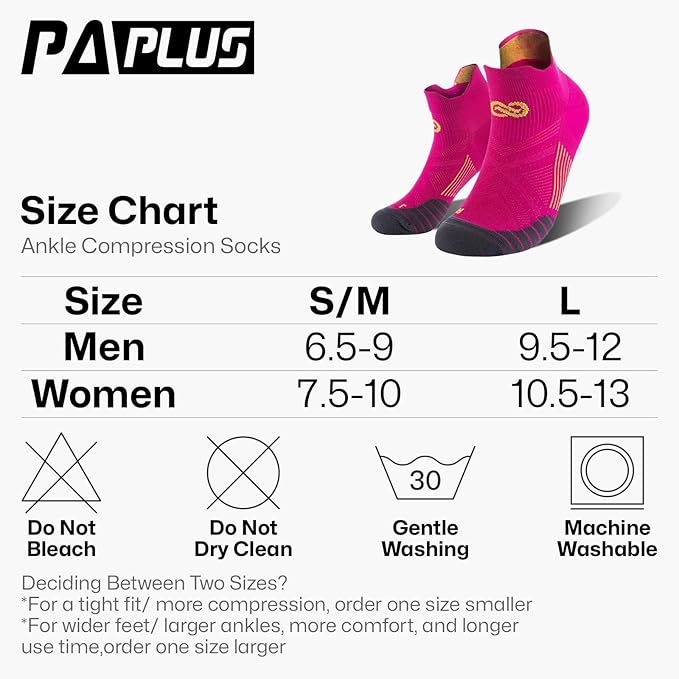PAPLUS Compression Socks for Men & Women, 2/4/6 Pairs Ankle Running Socks with Arch Support, Ankle Support, Plantar Fasciitis