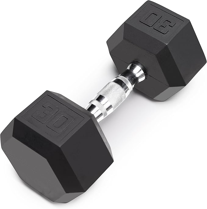 Marcy Classic Rubber Hex Dumbbell with Knurled Grip for Strength Training and Bodybuilding, 5lb - 50lb Single Dumbbell for Exercise & Fitness, Sold Individually