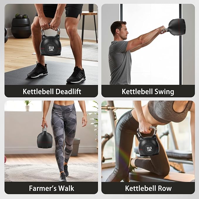 LIFERUN Adjustable Kettlebell Set - 7in1 Kettlebells, Choose 22.5 lb or 44 lb, Quick-Change Weight Dial & Safety Lock, Space-Saving Design, Full-Body Workout & Cross-Training