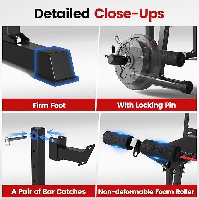 Weight Bench Set, 880LBS Adjustable Bench Press Set with Leg Extension and Barbell Rack, Safety Bar Catches, Fasting Foldable Workout Benches for Home Gym Fitness