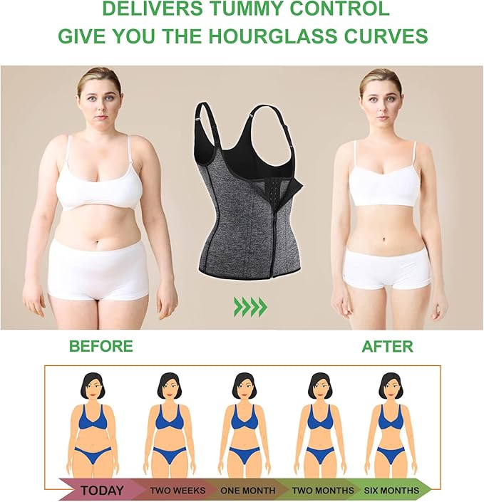 YADIFEN Waist Trainer for Women,Zipper Corset Body Shaper for Tummy Control Neoprene Cincher Sweat Sauna Vest Tank Top