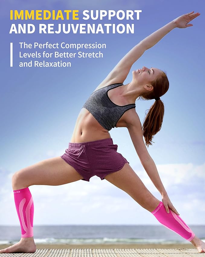 CAMBIVO 3-Pair Calf Compression Sleeves for Men & Women – Footless Socks for Shin Splints & Leg Pain Relief, 1 Pair Available