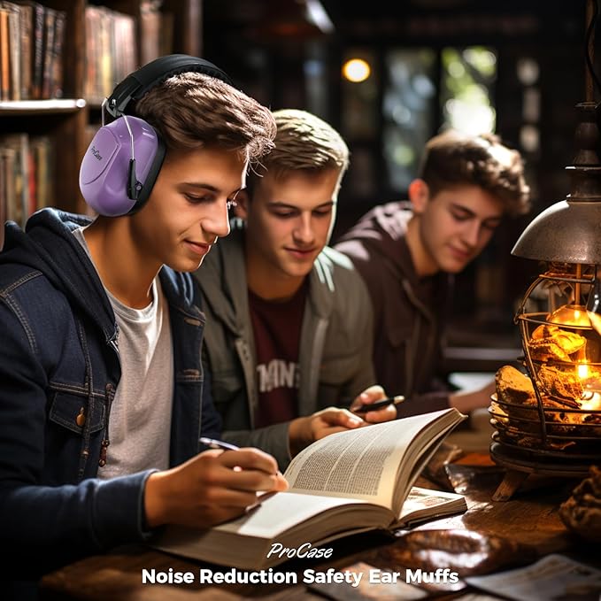 ProCase Noise Reduction Ear Muffs, Sound Proof Ear Protection, NRR 28dB Noise Cancelling Headphones for Adults Kids Autism, Hearing Protection for Mowing -Pure Purple