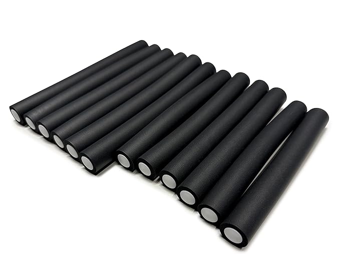 My Beauty Spot Flexi Rods Foam Hair Rollers 7/8" Diameter Professional Salon Quality 12 Pcs Rubber Hair Rollers for Long, Medium and Short Hair (Grey)