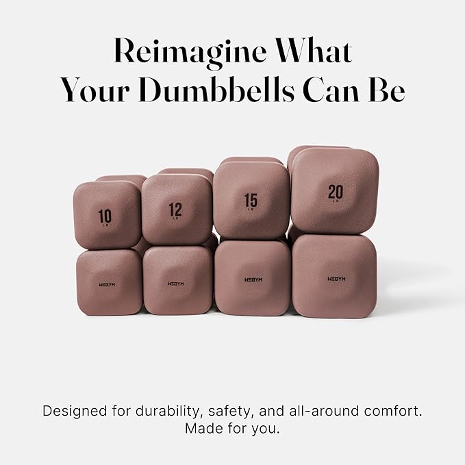 WeGym SafeGrip Square Dumbbells with Anti Slip Handles, Aesthetic Free Weights for Home Workouts, Stable Design Prevents Rolling during Floor Exercises