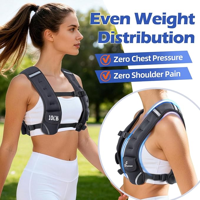Sportneer Adjustable Weighted Vest Woman: 6-10lb/10-18lb Weighted Walking Vest for Women with 4/8 Weight Packs Fast Adjust Comfortable Weight Vest for Home Gym Burn Calories Strength Training Vests