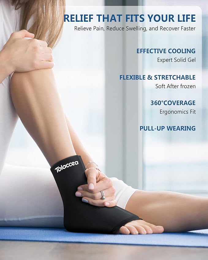 Ankle Foot Ice Pack Wrap for Injuries, Reusable Gel Ice Pack for Hot and Cold Therapies, Flexible Cold Pack for Achilles Tendonitis,Plantar Fasciitis,Swelling,Sprained,Post-Surgery Recovery