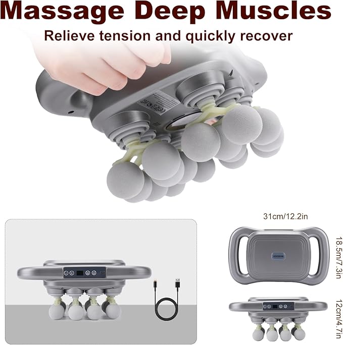 16-Head Massage Gun Set, Deep Tissue Percussion Massager with 9 Modes and 9 Adjustable Intensities,Quiet Muscle Massage Gun for Back,Shoulders, Legs, Foot, Body Muscle Pain Relief, Dark Grey