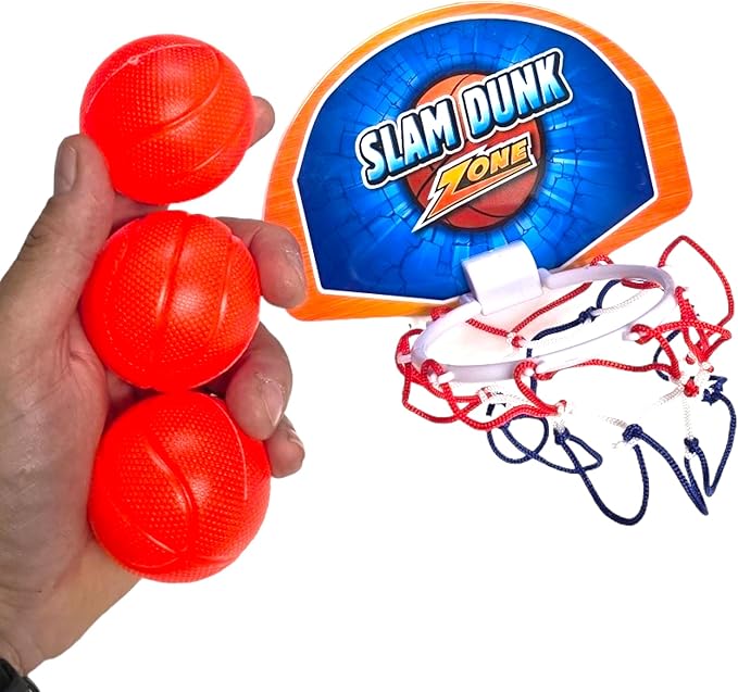 Zugar Land Bath Time Mini Basketball Slam Dunk Zone Shooting Game (6") 3 Balls That Float Included. Suctions to The Wall. Plastic. Bathtub Toy for Boys and Girls. (1 Set)