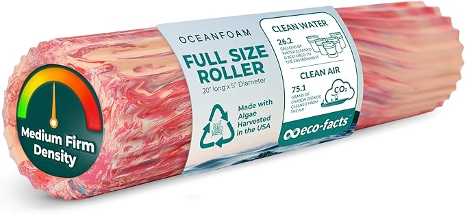 Oceanfoam Tidal Roller - Cotton Candy - Muscle Massage Foam Roller for Back Pain & Stretching - Firm and Ergonomic Wide Wave Textured - Yoga, Athletics, & Wellness - Full Size, 20" x 5"