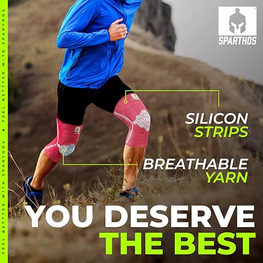 Sparthos Knee Compression Sleeves by (Pair) – Joint Protection and Support for Running, Sports, Knee Pain Relief – Knee Brace for Men and Women (Flamingo Pink, XX-Large)