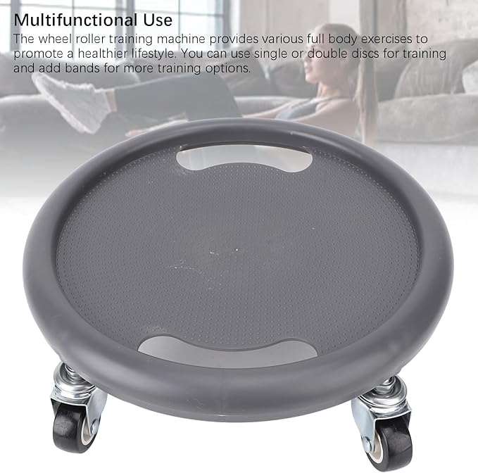 360° Disc Wheel Roller Trainer,Portable Sliding Exercise Discs for Core Strength Full Body Workout Home Gym Fitness Equipment (Gray)