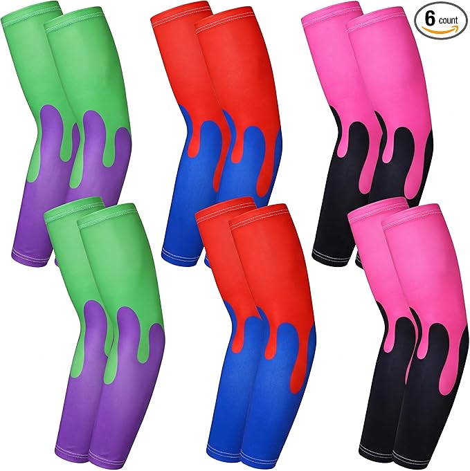 Shyyween 6 Pair Ice Cream Drip Baseball Arm Sleeve Youth Cross Sun Protection Compression Arm Sleeve American Flag Sport Gift