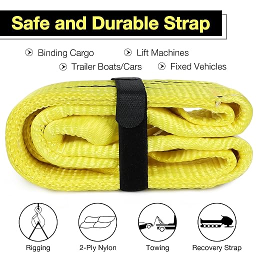 Lift Sling Straps,3" x 8' 2-Ply Heavy Duty Flat Eye Lift Sling,Twist Eye Polyester Lifting Straps Tree Saver Recovery Strap Web Sling Rigging Securing Moving Tow Hoisting Gear Straps Kit 17600lb