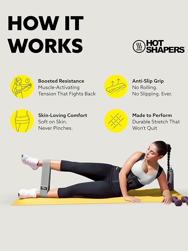 Hot Shapers Resistance Bands for Working Out – Exercise Bands Resistance Set for Women & Men – Home Gym Equipment for Strength Training, Stretching, Physical Therapy, Glutes & Full-Body Workouts