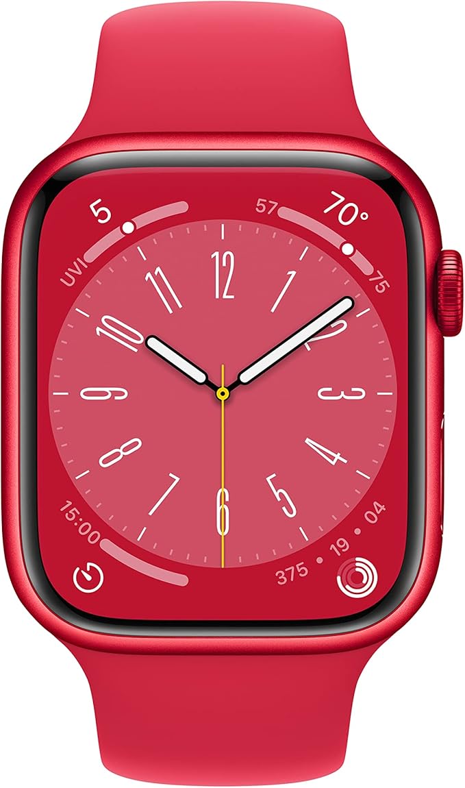 Apple Watch Series 8 [GPS + Cellular, 45mm] - (PRODUCT)Red Aluminum Case with Red Sport Band, M/L (Renewed)