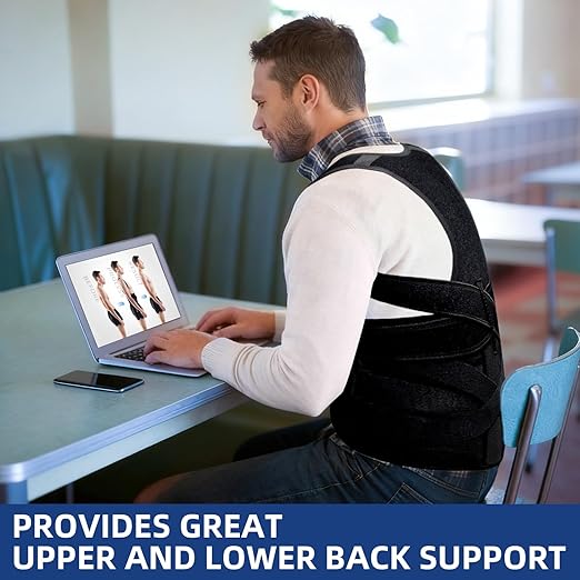Upgraded Posture Corrector for Women & Men, Back Brace for Upper/Lower Back Pain, Herniated Disc, Sciatica,Adjustable Support & Bionic Panel L (34"-38")