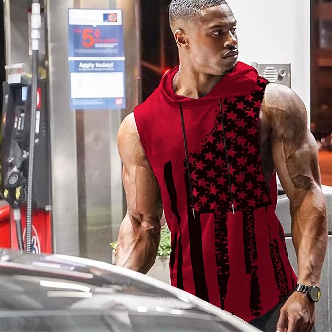 Babioboa Men's Workout Hooded Tank Tops Sports Training Sleeveless Gym Hoodies Bodybuilding Cut Off Muscle Shirts