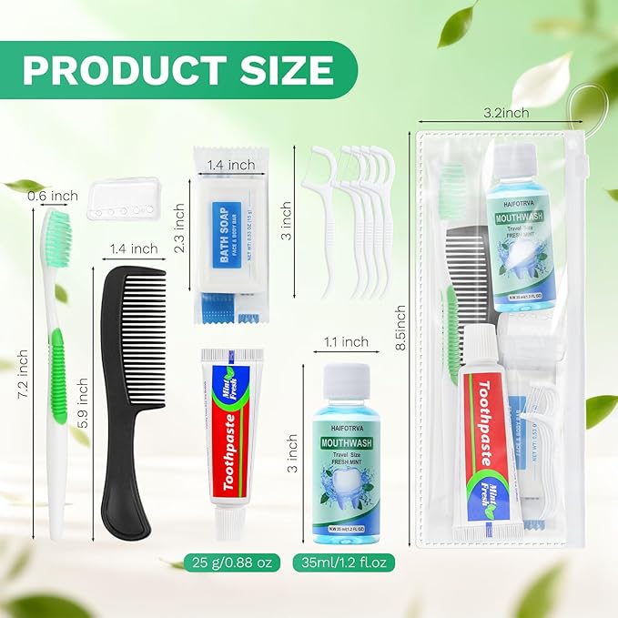 30 Set Personal Care Travel Toiletries Sets Bulk,8-IN-1 Disposable Toothbrushes with Toothpaste and Floss,Mouthwash,Comb,Soap,Cover,Zip Bag Toiletry Travel Toothbrush Kit for Homeless,Hotel,Charity