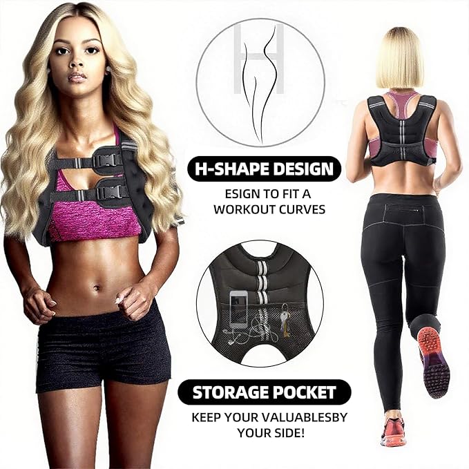 Weighted Vest for Women & Men, Adjustable 8lb/12lb/16lb/20lb – Reflective Weight Vest for Running, Walking, Strength Training, Jogging & Workout – Women’s Weighted Vests for Walking and Fitness
