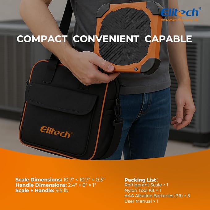 Elitech LMC-210 Refrigerant Freon Charging Scale 220lbs for HVAC with Wireless Remote Control