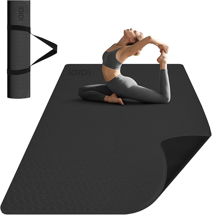 Large Yoga Mat (6'x 4') - Extra Long and Wide Workout Mat for Men and Women, Non-Slip POE 0.32''/0.4'' Thick Fitness Mat, Eco-Friendly Exercise Mat for Home Workouts, Ideal for Yoga and Pilates