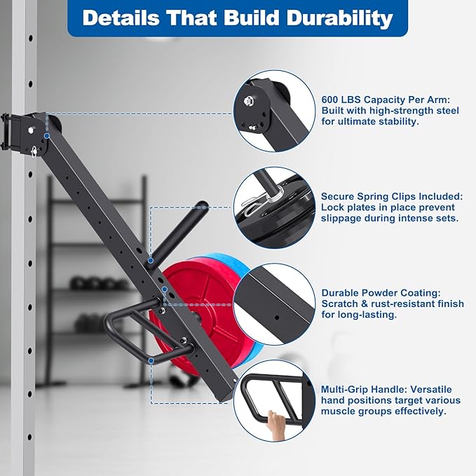 SELEWARE Squat Rack Attachment, Y-Shaped Dip Bar Attachment, Nordic Hamstring Curl Attachment and Lever Arms for 2x2 or 3x3 Power Rack with 5/8" or 1" Hole, Power Cage Accessories for Home Gym