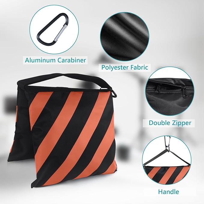 ABCCANOPY Photography Sandbag for Video Stand, Heavy Duty Weight Bags for Light Tripod, Camping Chair, 4 Packs (Orange) No Sand