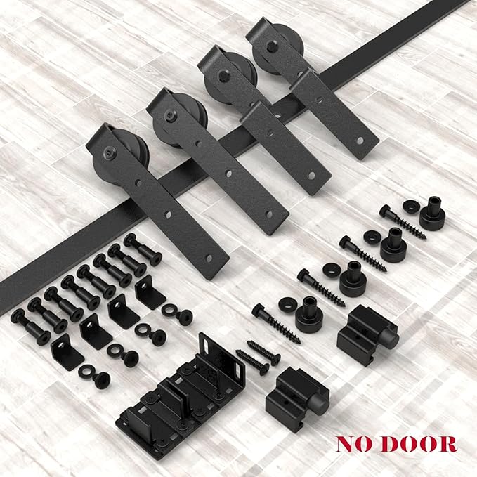 4FT Mini Bypass Barn Door Hardware Kit for 2 Doors, Small Cabinet Barn Door Hardware Track Kit for Cabinet, TV Stand, Cupboard (No Cabinet)