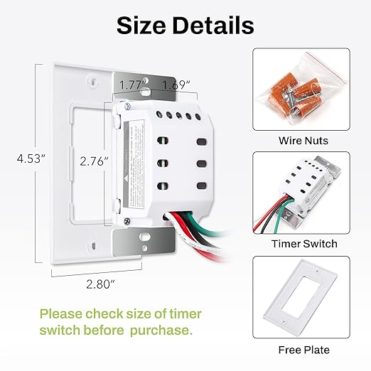BN-LINK Countdown Digital Wall Timer Switch for Exhaust Fan with Push Button 5-10-20-30-45-60mins, Bathroom Fan Light Switch Timer Indoor, Neutral Required, Wall Plate Included, White, 2 Pack