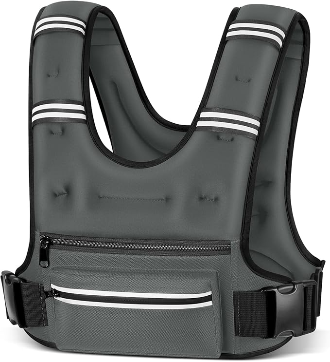 Weighted Vests for Women Men, 8 12 16 20 lb Weighted Vest with Storage Pockets, Rucking Vest with Reflective Stripe, Adjustable Straps Weight Vest for Running, Walking, Workout, Training