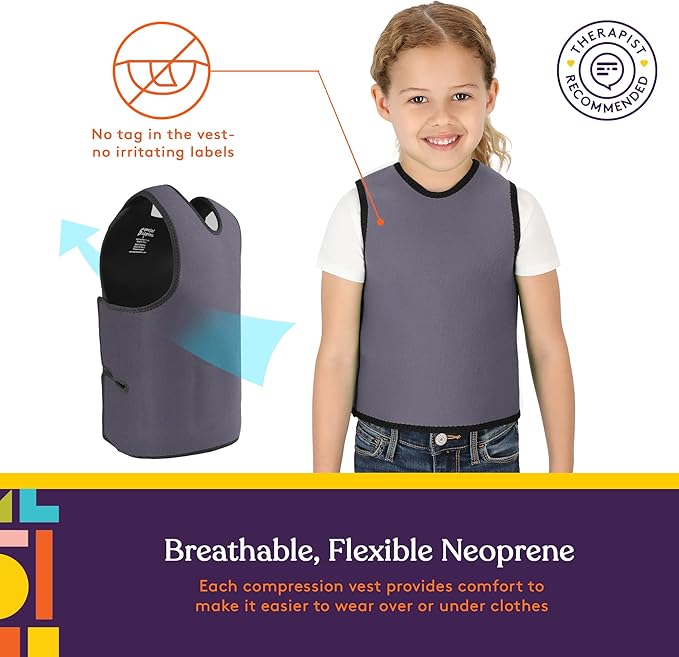 Special Supplies Sensory Compression Vest Deep Pressure Comfort (Grey, X-Small)