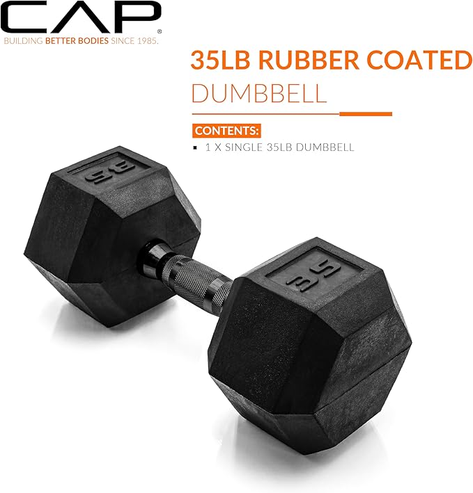 CAP Barbell Coated Hex Dumbbell Weight - Single | 10-120 lbs | Multiple Options
