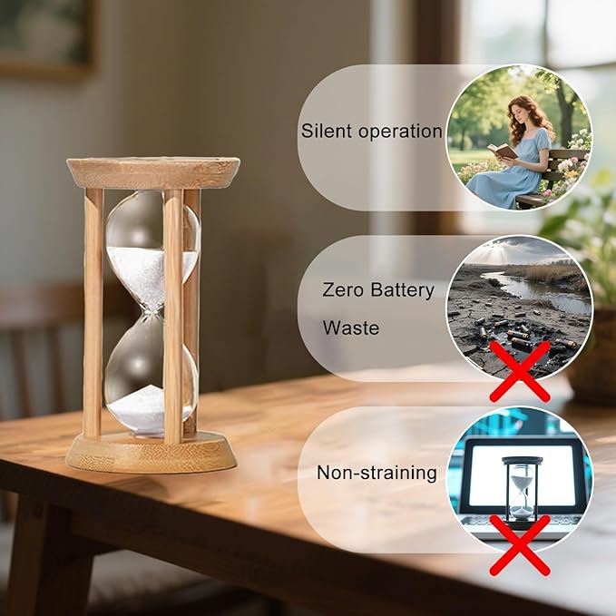 20 Minute Hourglass, Wood Sand Timer, Mini Sand Watch 20 Min,Unbreakable Sandglass, Teachers Classroom Time, Toothbrush Timer, White