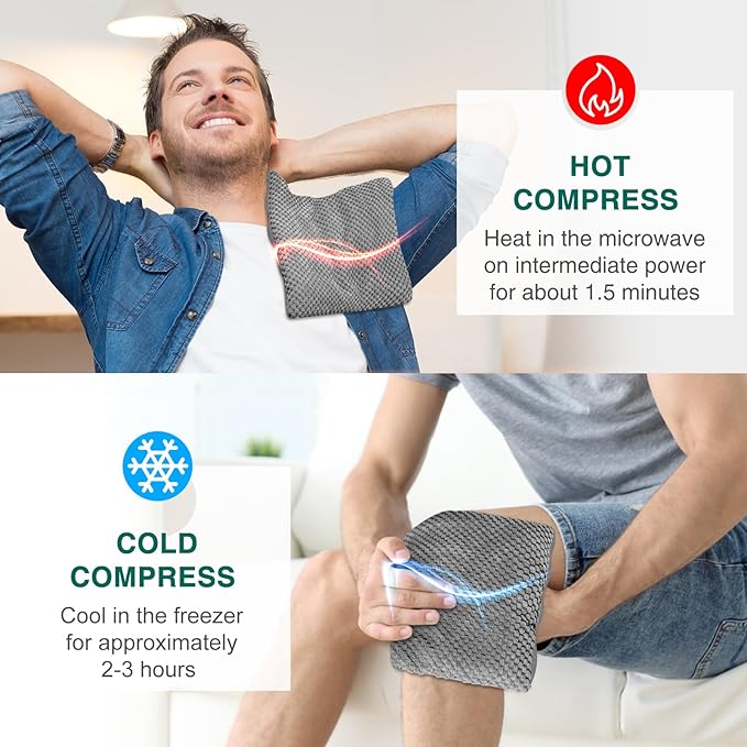 Microwavable Heating Pads 15 * 9", Weighted Moist Microwave Heat Pad for Cramps Neck Shoulder, Back Pain Relief, Warm Compress Rice Bean Bag Hot Pack for Muscles Ache, Joints, Unscented,1 Pack