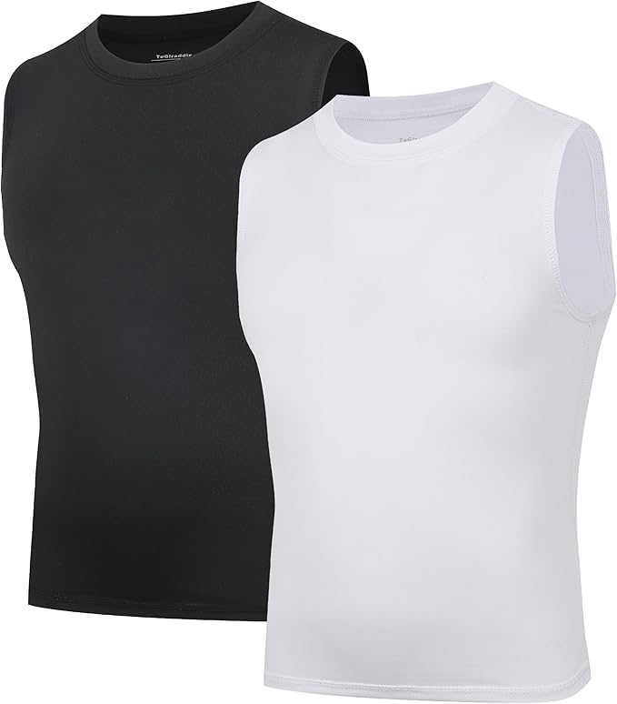 Youth Boy Girls Sleeveless Compression Shirt Kid Athletic Tank Top Quick Dry Basketball Football Undershirt