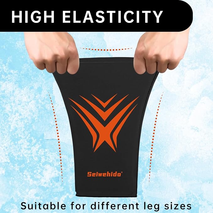 Extended Leg Knee Ice Pack Wrap for Injuries Compression, Reusable Soft Gift Gel Freeze Knees Brace for Swelling Replacement Surgery, Cold Therapy for Arthritis, Meniscus Tear (Knee-Black-2 Pack)