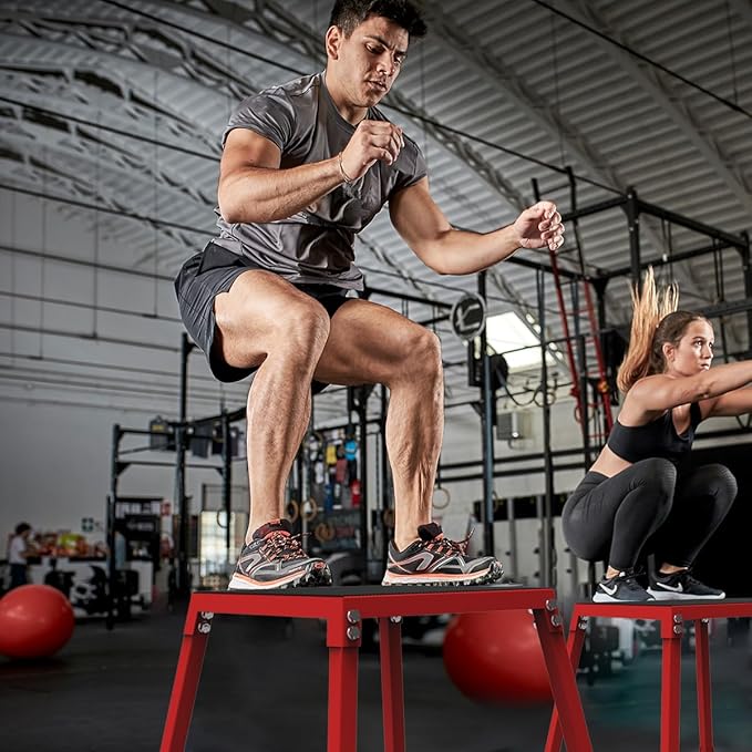 PeakPursuit Metal Plyo Box, Plyometric Jumping Box Set with Anti-Slip Surface for Workout Home Gym,Single and Set