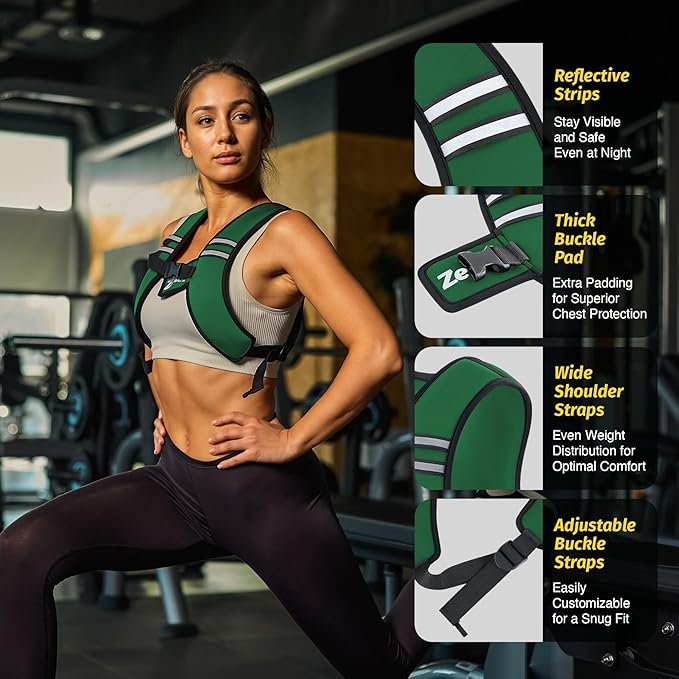 ZELUS Weighted Vest, Washable Z-Fit Soft Iron Weighted Vest for Women and Men, 5/10/15 lb Weight Vest with Reflective Strips & Adjustable Straps, Ultra Thin Weight Vest for Gym Strength Training