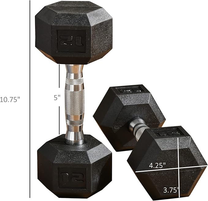 Soozier 2 x 12lbs/2 x 15lbs/2 x 40lbs/2 x 45lbs/2 x 50lbs Hex Dumbbell Set of 2, Rubber Weights Exercise Fitness Dumbbell with Non-Slip Handles, Anti-roll, for Women or Men Home Gym Workout