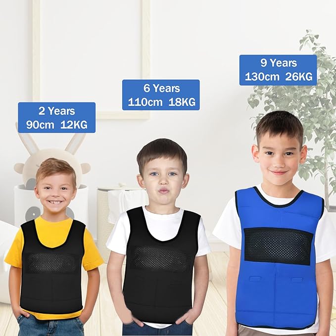Weighted Vest for Kids (Small, Ages 4 to 7) with Sensory Issues Compression Vest for Kids Including 6 Removable Weights