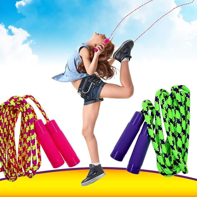 JA-RU 7ft Adjustable Jump Rope (Jump Rope) Nylon Braided Jump Ropes for Kids. Indoor & Outdoor Activities for Teens. Bulk Party Favor & Gymnastics Goodie Bag Stuffers. 1995